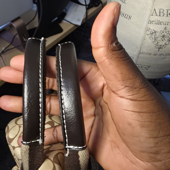 Coach Brown Signature Suede & Canvas Tote Bag - Picture 5 of 9